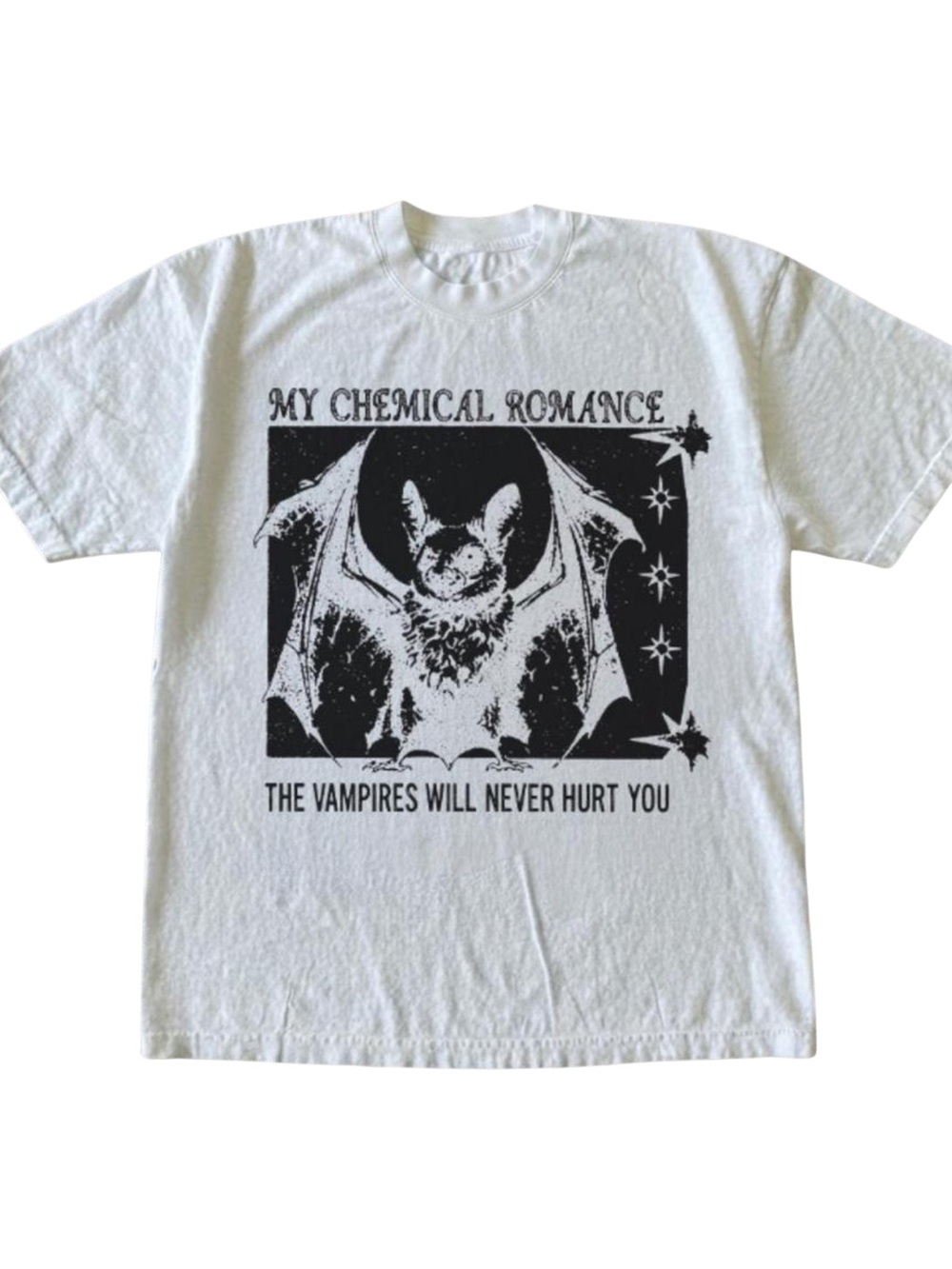 Gildan White Graphic Tee - 'The Vampires Will Never Hurt You'